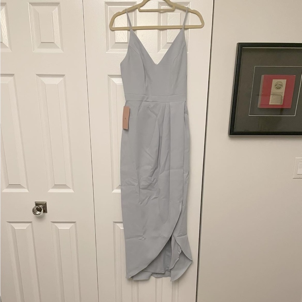 NWT BHLDN Caron Dress Crepe Midi Dress in Fog